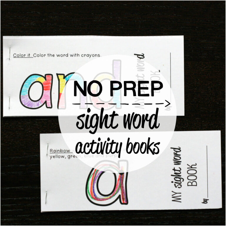 No Prep Sight Word Activity Books