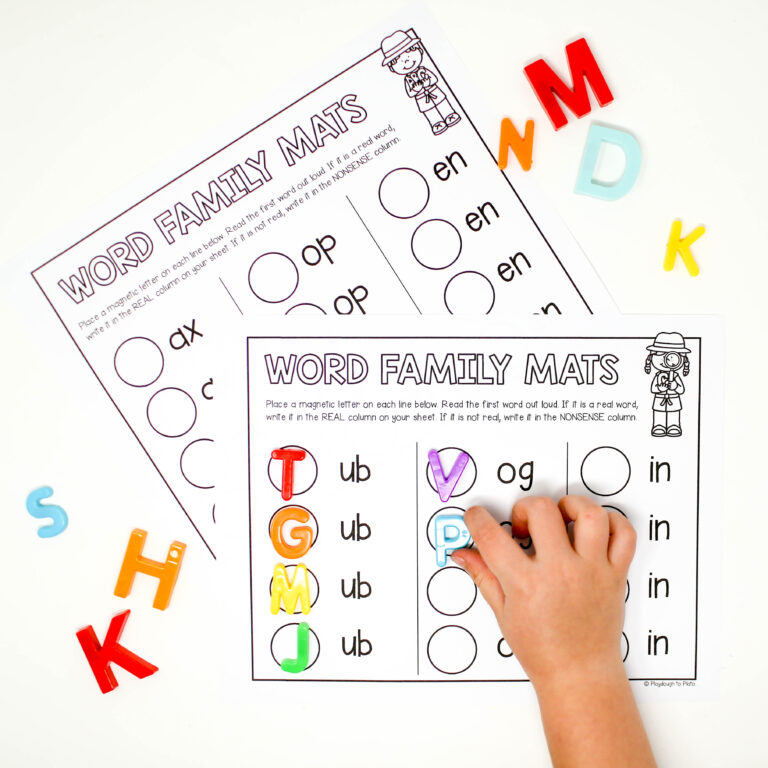Short Vowel Word Family Mats