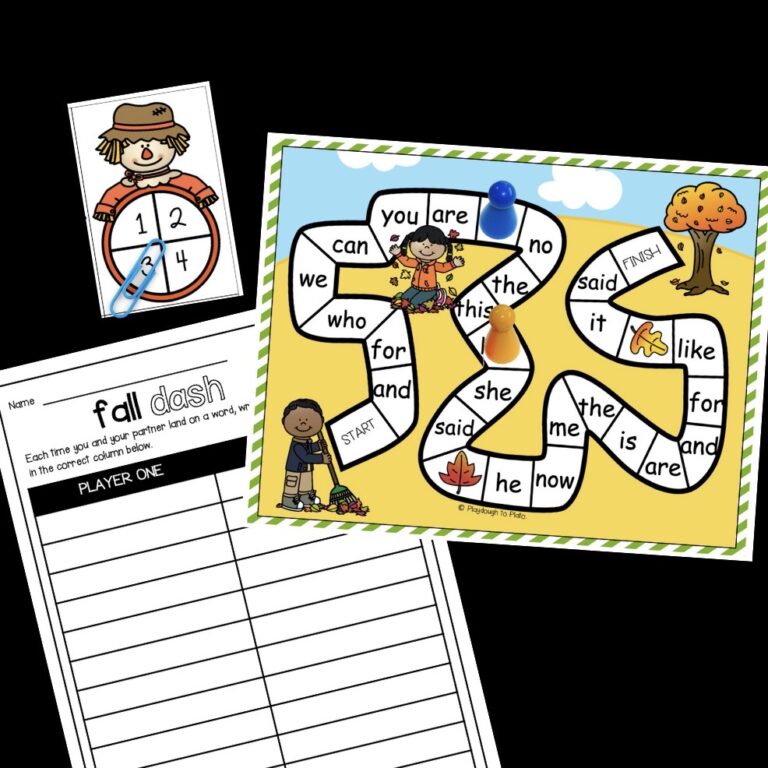Editable Fall Sight Word Dash