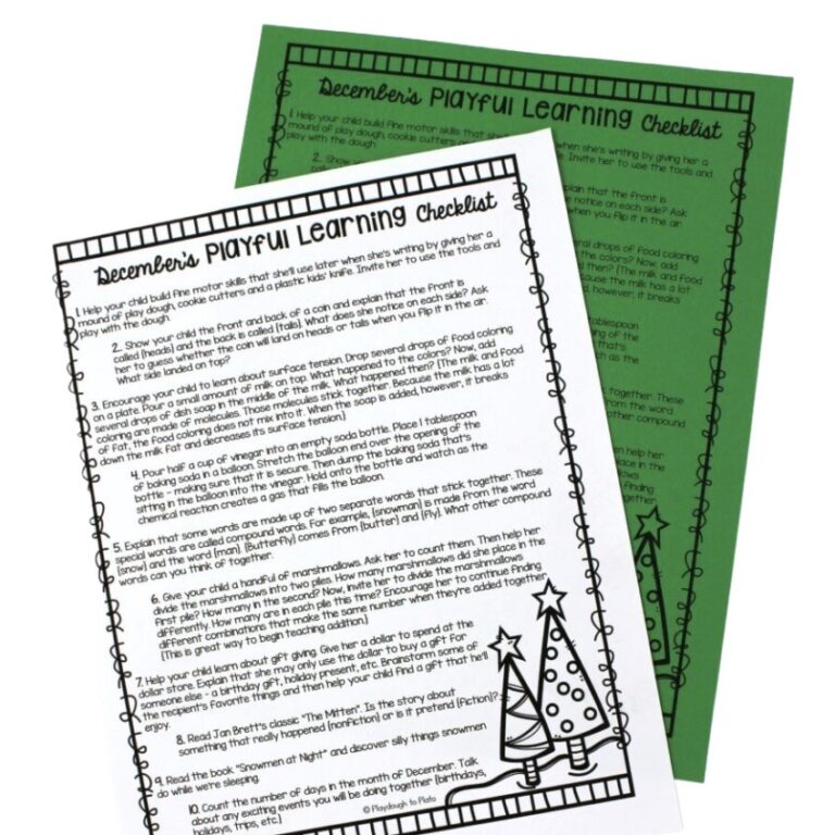 December’s Playful Learning Checklist