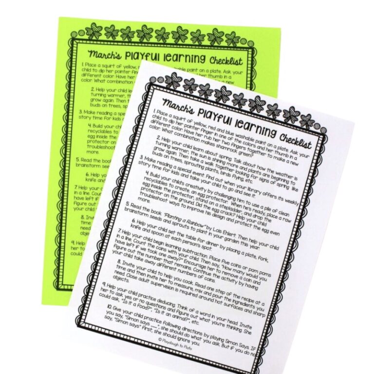 March’s Playful Learning Checklist