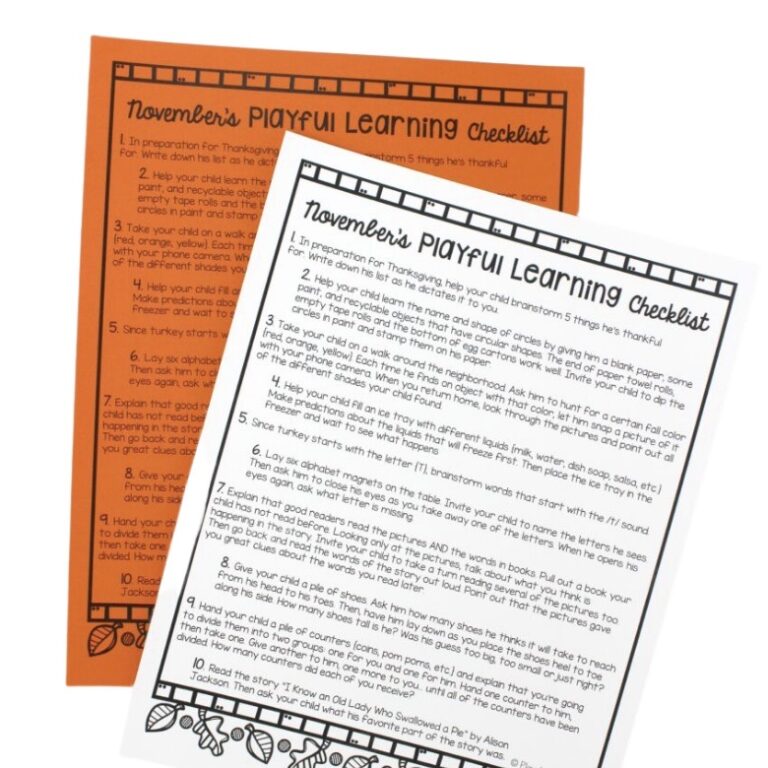 November’s Playful Learning Checklist