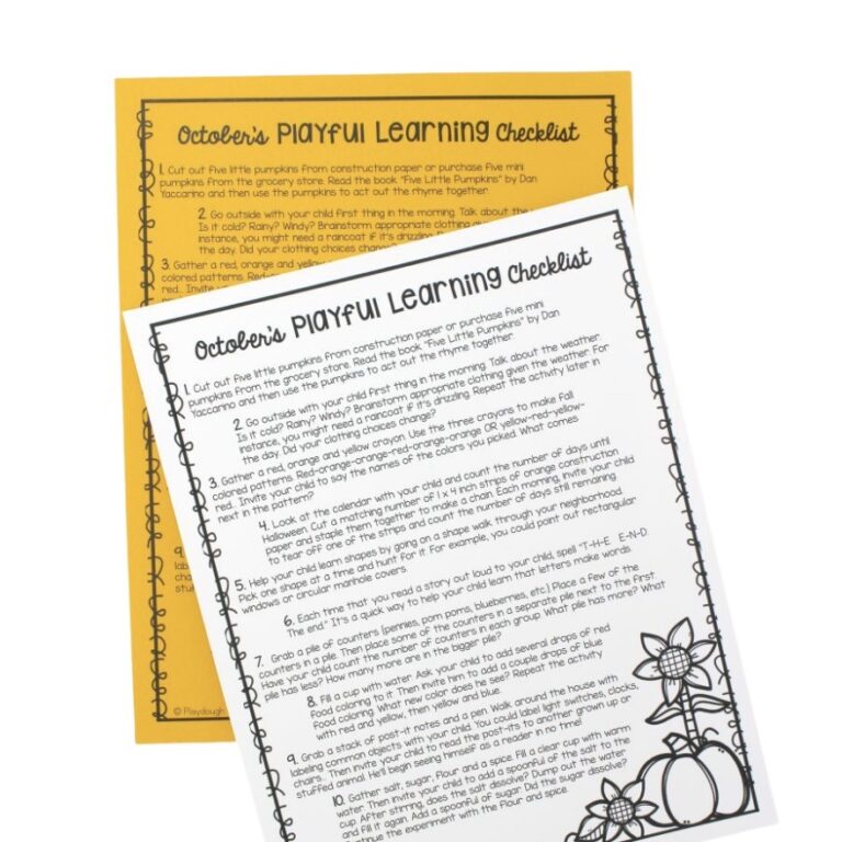 October’s Playful Learning Checklist
