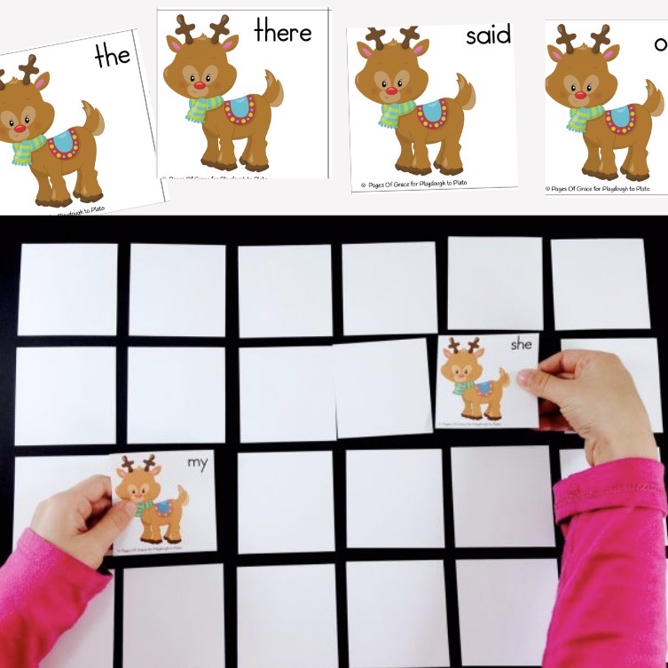 Reindeer Sight Word Matching Game
