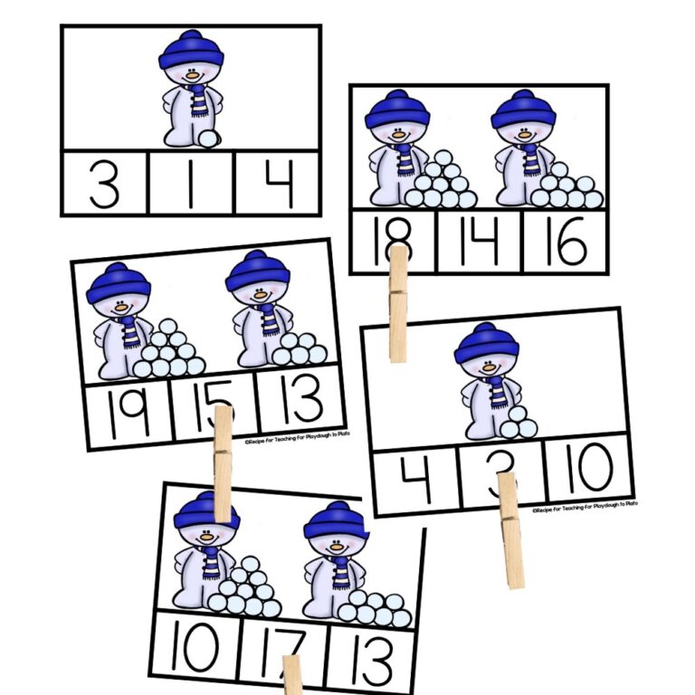 Snowball Counting Clip Cards