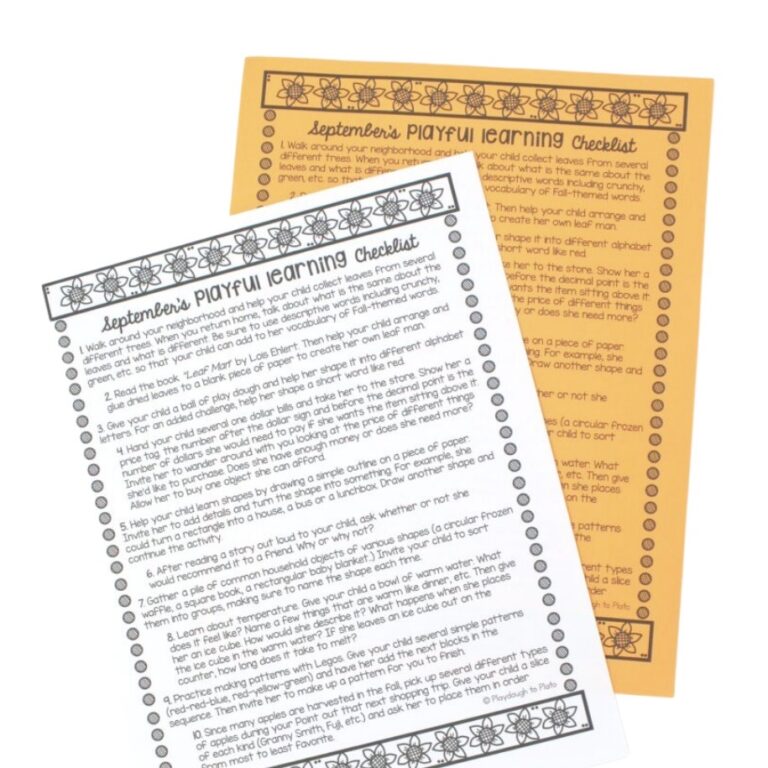 September’s Playful Learning Checklist