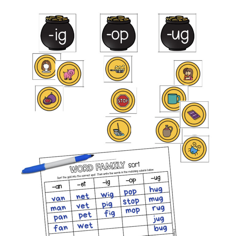 Pot of Gold Word Family Sort
