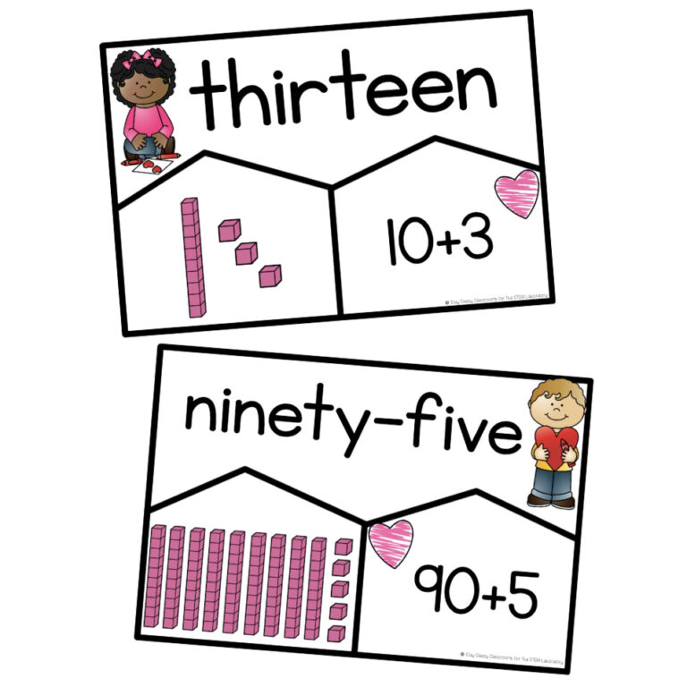 Valentine’s Number Puzzles – Numbers to 100