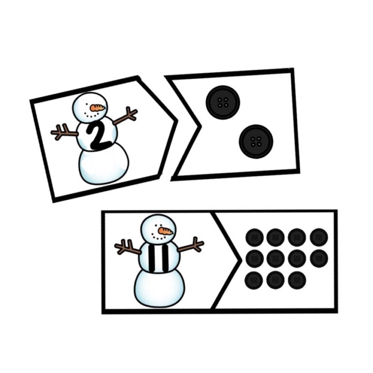 Snowman Button Counting Puzzles