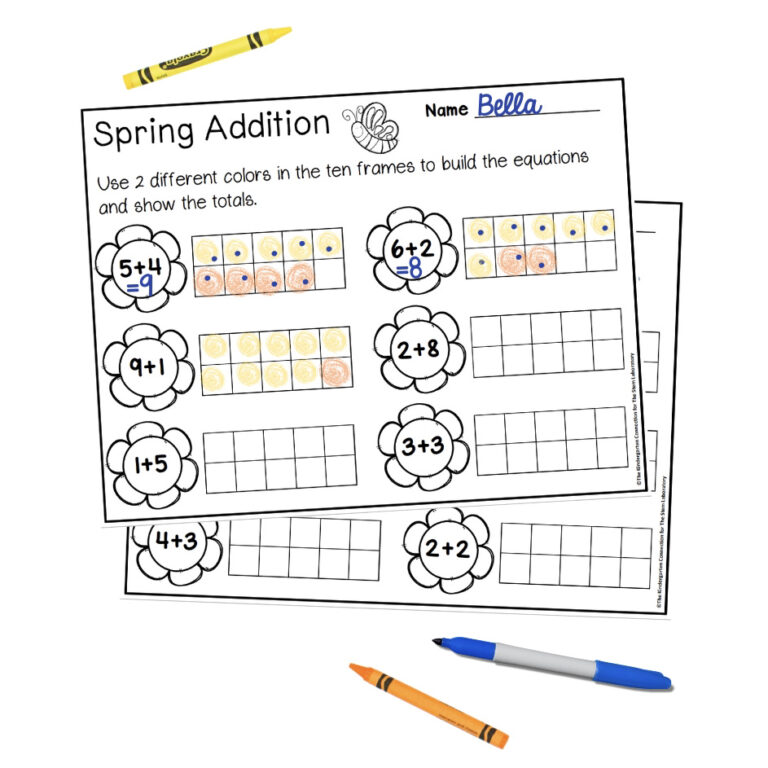 Spring Ten Frame Addition