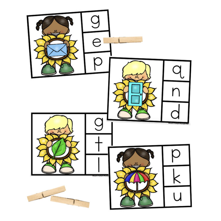 Sunflower Beginning Sound Clip Cards
