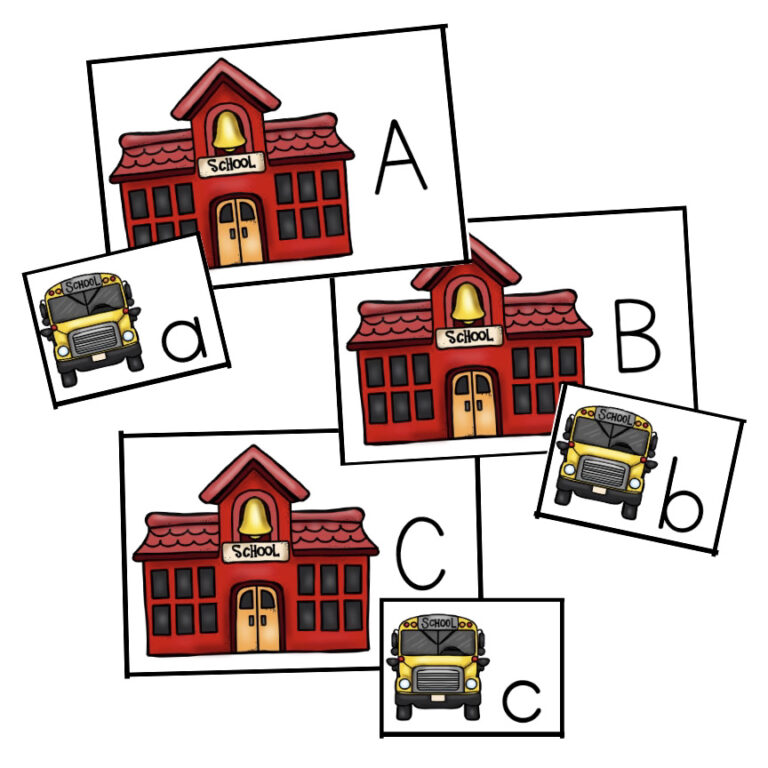 School and Bus Alphabet Match