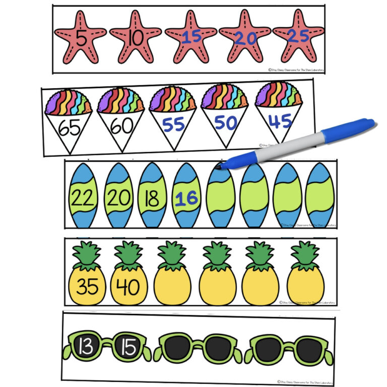 Summer Skip Counting Cards
