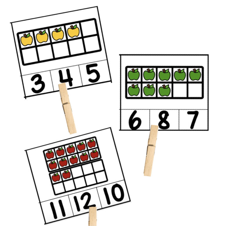 Apple Ten Frame Clip Cards