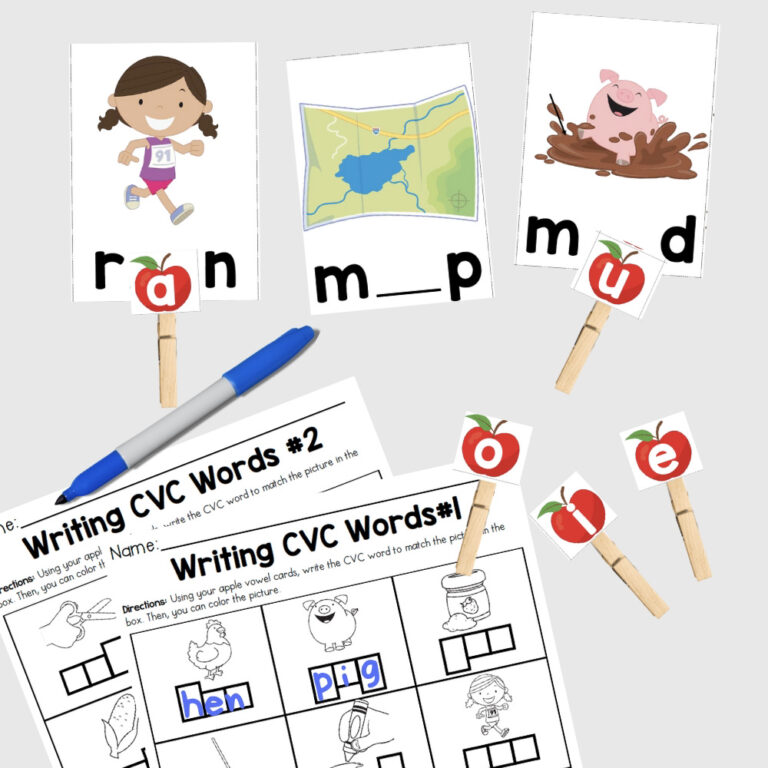 Apple Vowel Clip Cards