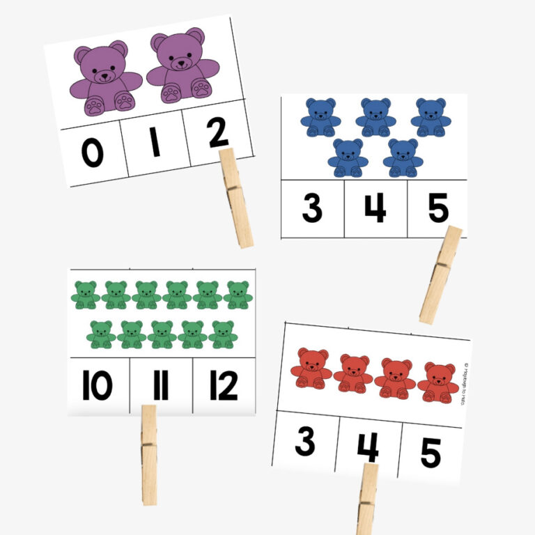 Counting Bear Clip Cards