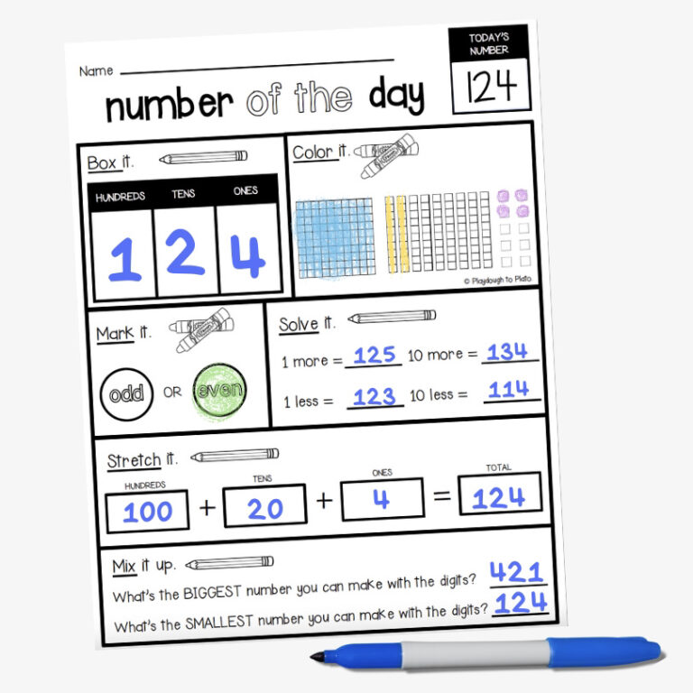 EDITABLE Number of the Day Sheet