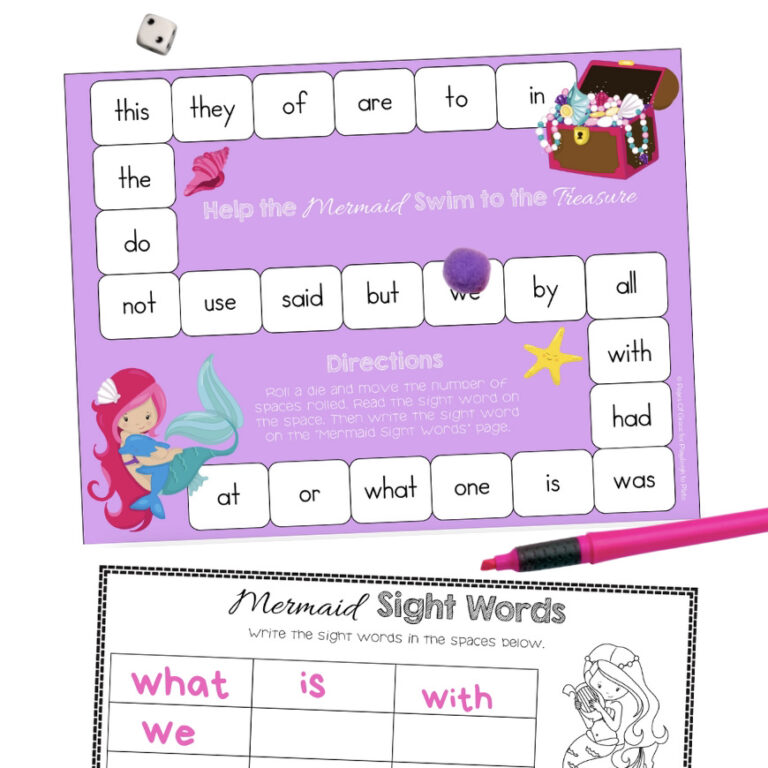 Mermaid Sight Word Game