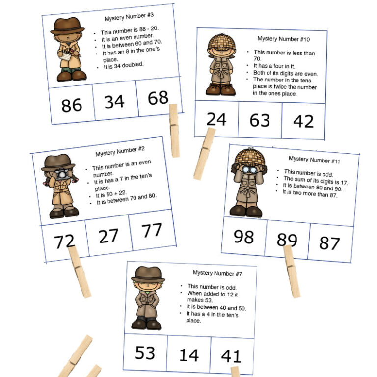 Mystery Number Clip Cards