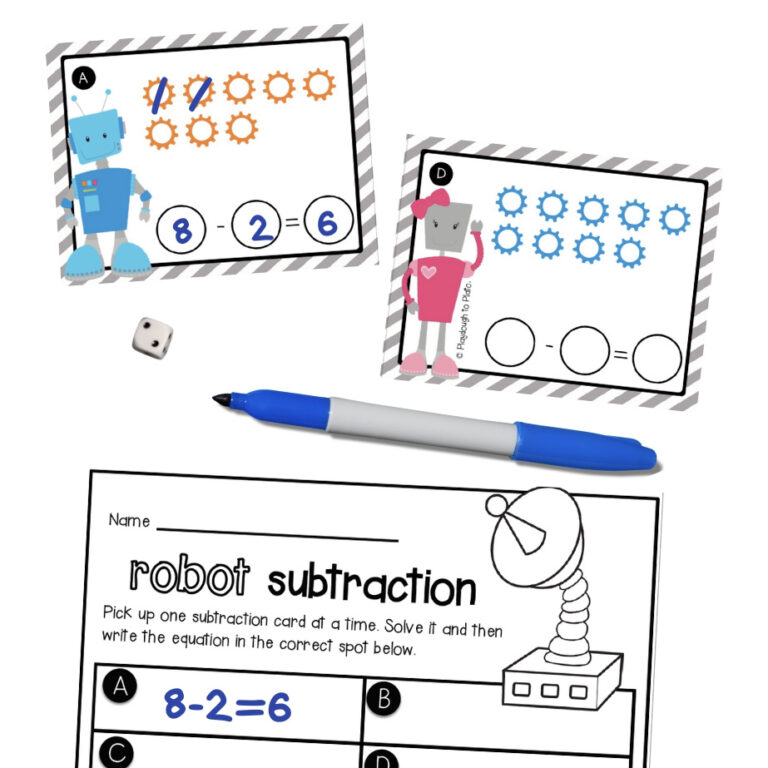 Robot Subtraction Cards
