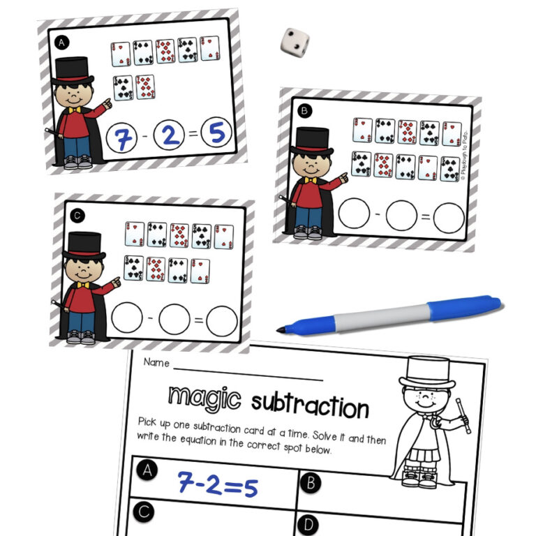 Write and Wipe Subtraction Cards