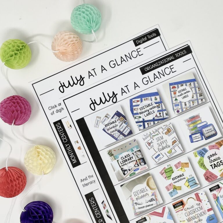 July at a Glance Lesson Plans