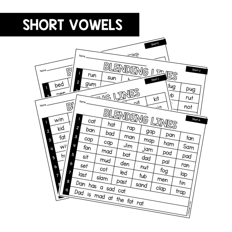 Short Vowel Blending Lines