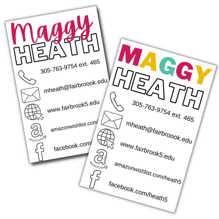 Teacher Contact Cards