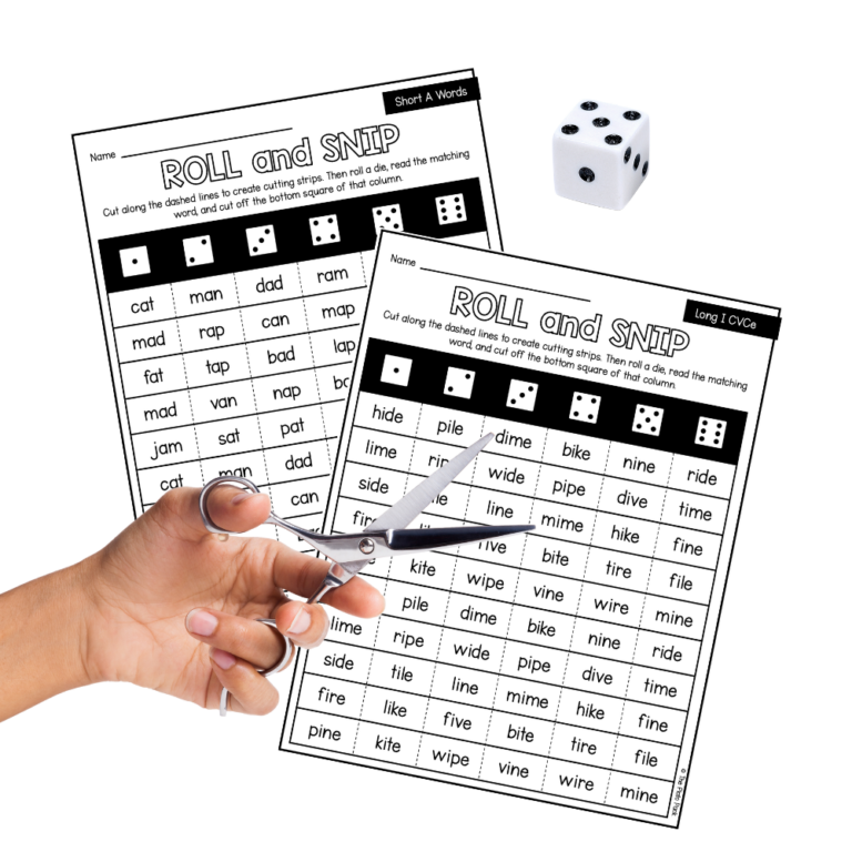 Roll & Snip Literacy Centers