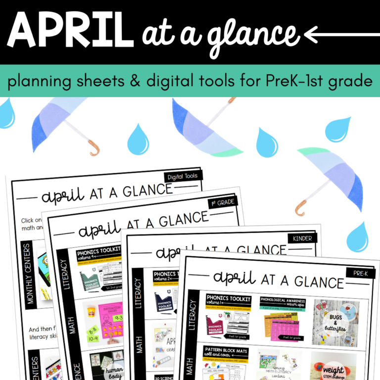 April at a Glance Lesson Plans