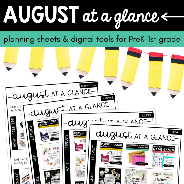 August at a Glance Lesson Plans