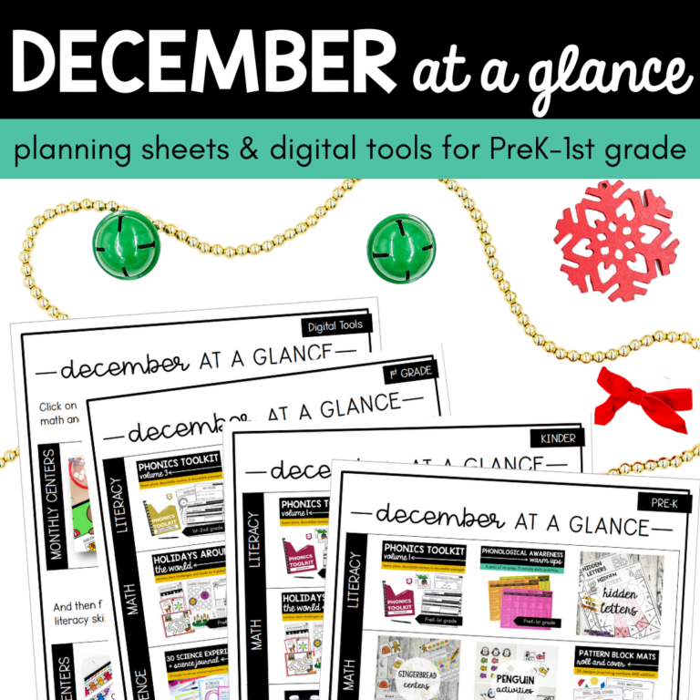 December at a Glance Lesson Plans