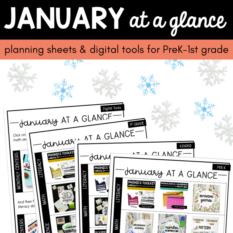 January at a Glance Lesson Plans