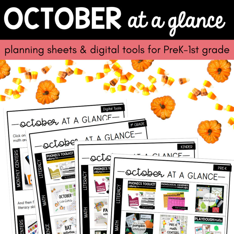 October at a Glance Lesson Plans