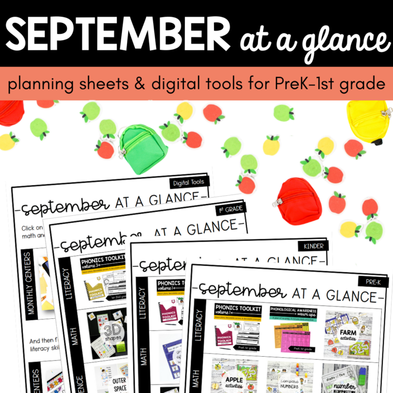 September at a Glance Lesson Plans