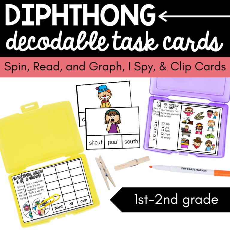 Diphthong Decodable Task Cards