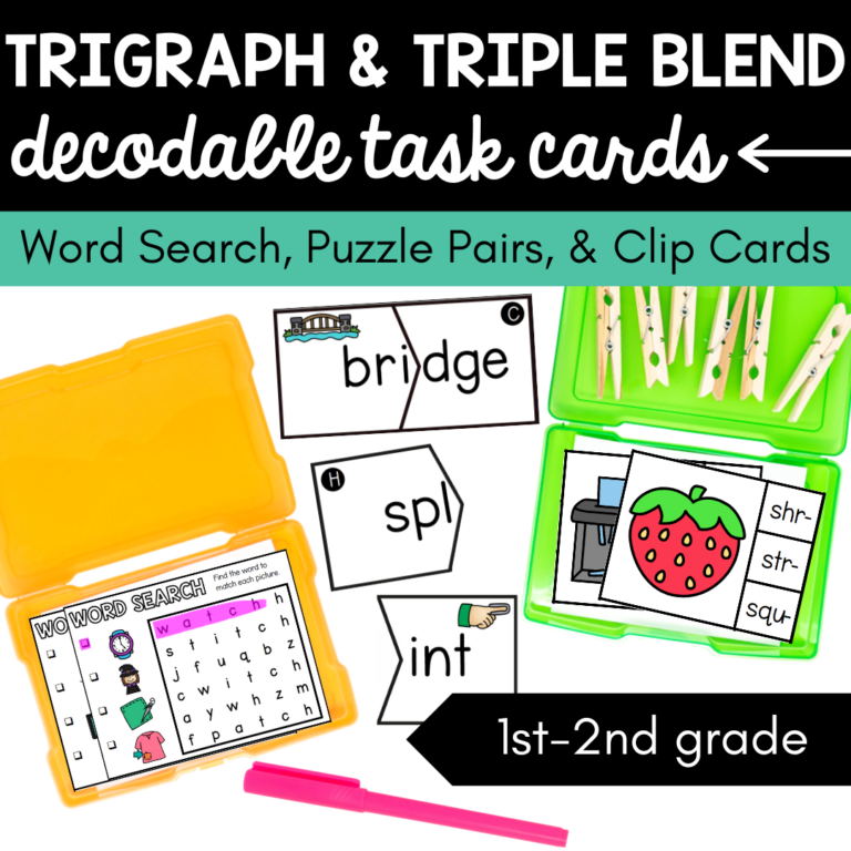 Trigraph & Triple Blend Decodable Task Cards