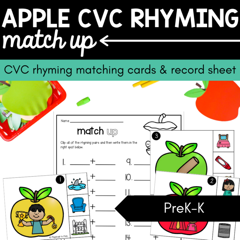 Apple CVC Rhyming Match Up