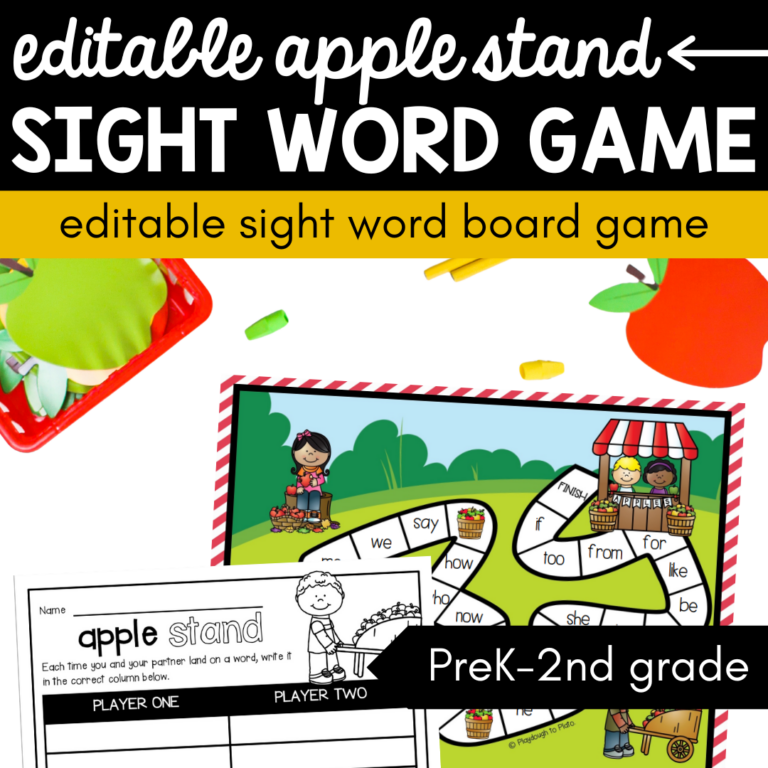 Editable Apple Stand Sight Word Game