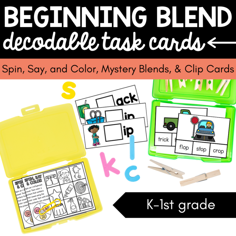 Beginning Blend Decodable Task Cards