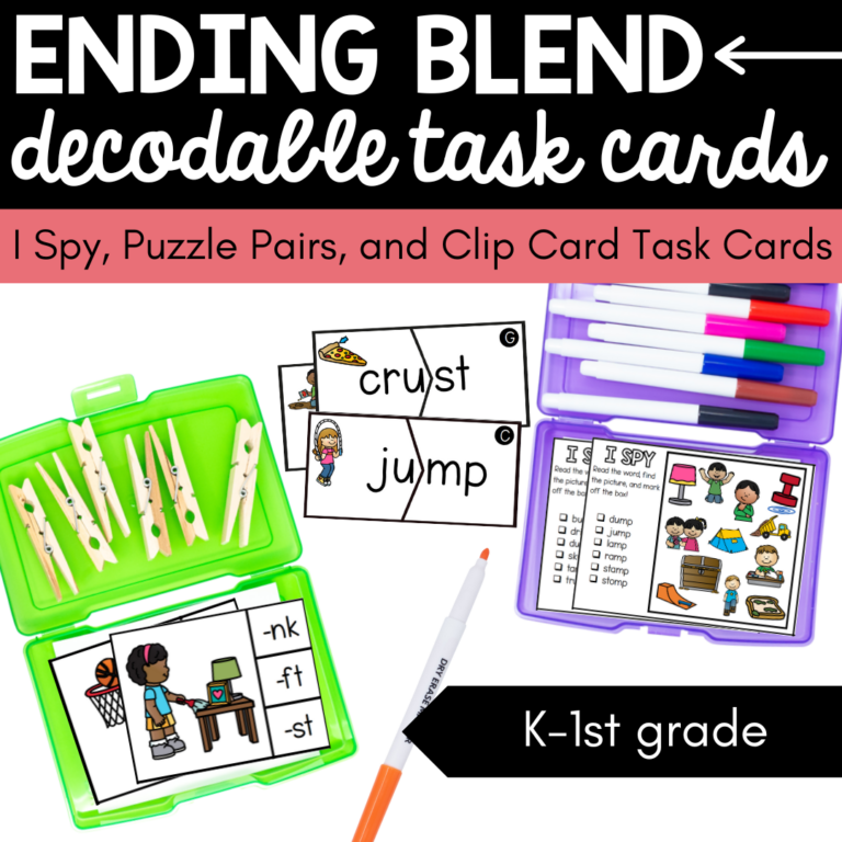 Ending Blend Decodable Task Cards