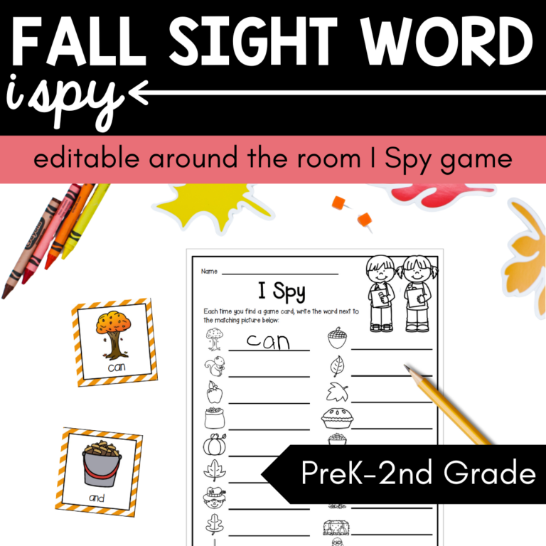 Editable Fall Sight Word I Spy