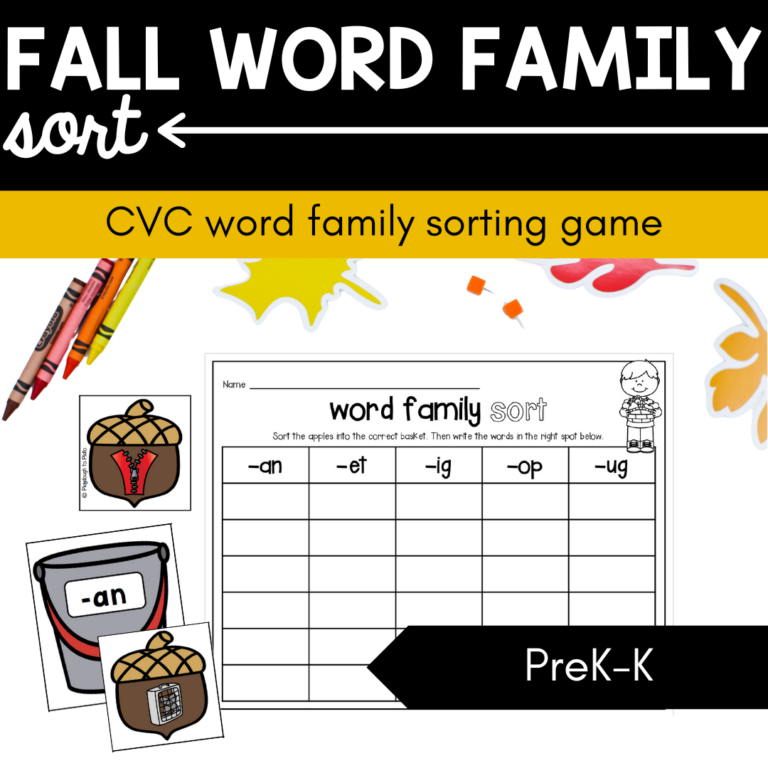 Fall Word Family Sort