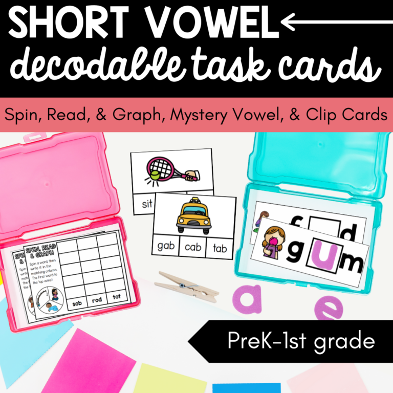 Short Vowel Decodable Task Cards