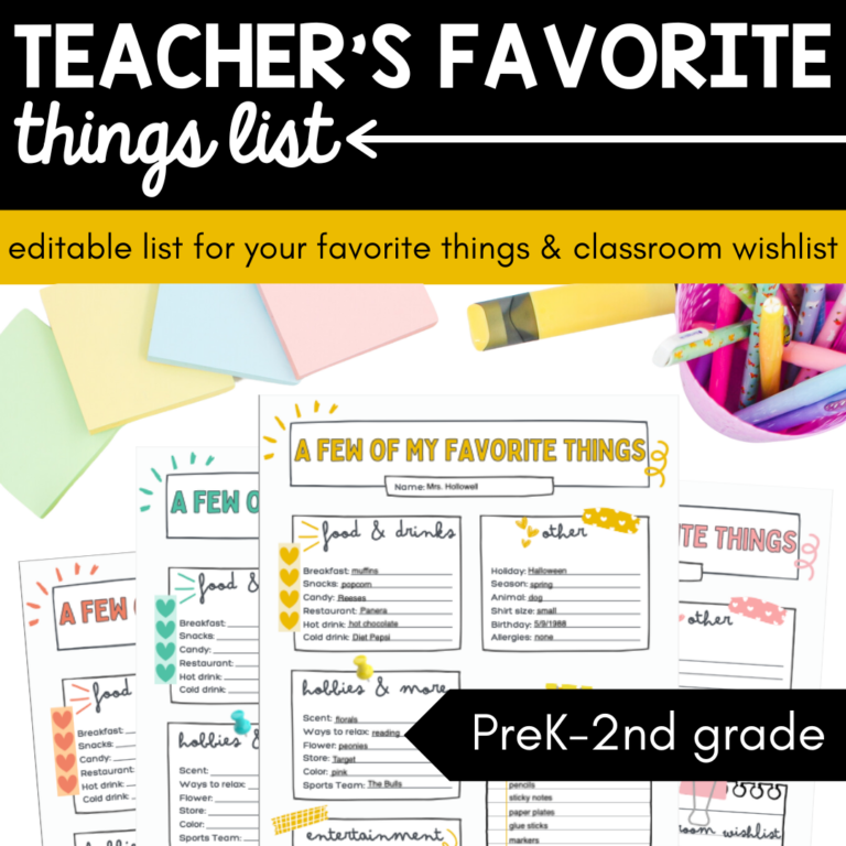 Teacher’s Favorite Things List