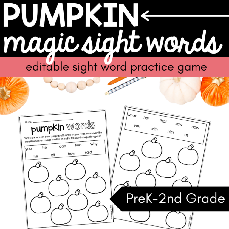 Editable Pumpkin Magic Sight Words