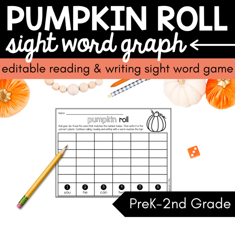 Editable Pumpkin Roll Sight Word Graph
