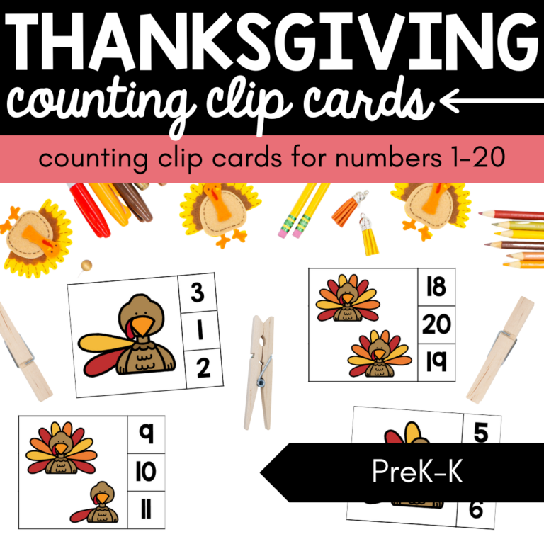 Thanksgiving Counting Clip Cards