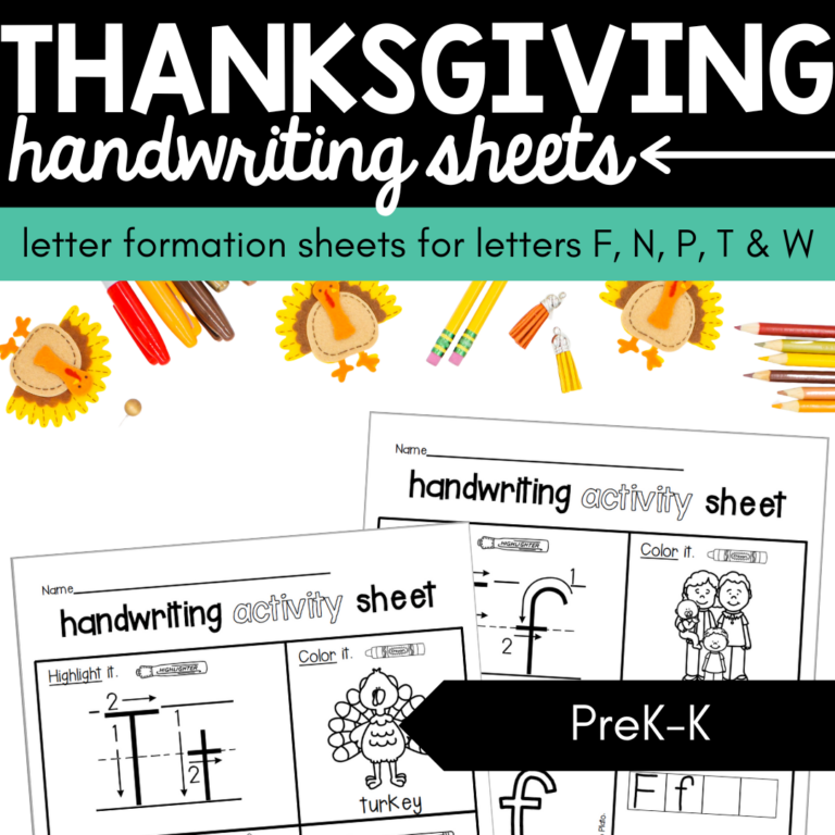 Thanksgiving Handwriting Sheets