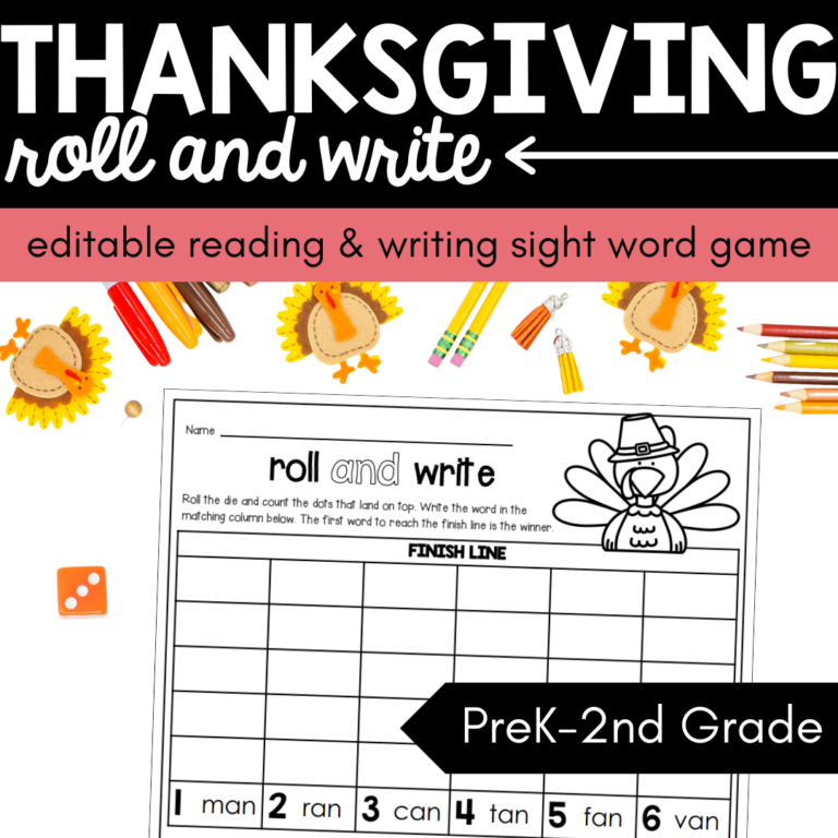 Editable Thanksgiving Roll and Write